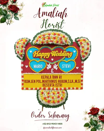 Karangan Papan Bunga Pernikahan di Siokona
